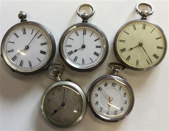 5 silver pocket watches